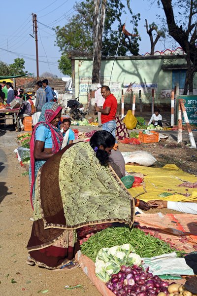 Groentemarkt in Madhya Pradesh (India)