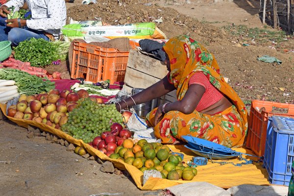 Groentemarkt in Madhya Pradesh (India)
