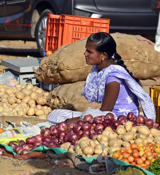 Groentemarkt in Madhya Pradesh (India)