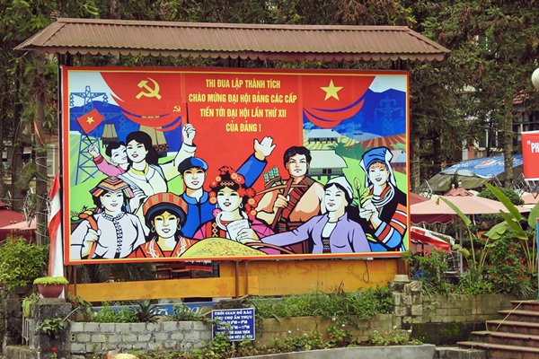 Communistisch billboard in Sa Pa, Vietnam
