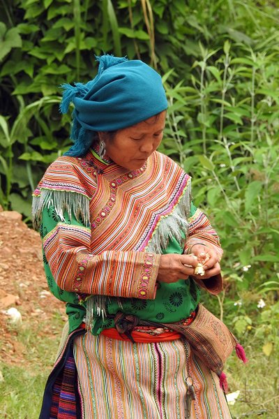 Flower M'Hong op de markt van Coc Ly, Vietnam