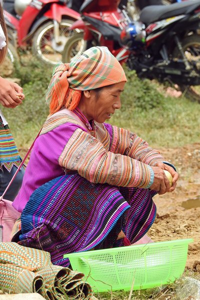 Flower M'Hong op de markt van Coc Ly, Vietnam