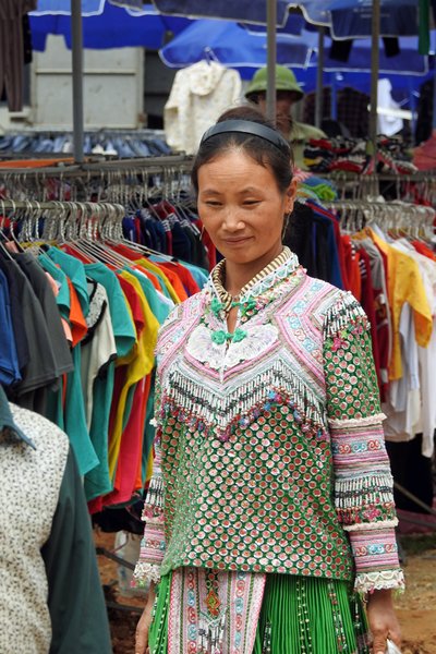 Groene Flower M'Hong op de markt van Coc Ly, Vietnam