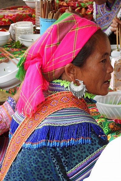 Flower M'Hong op de markt van Coc Ly, Vietnam