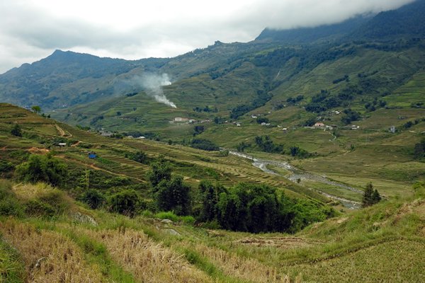 Uitzicht in de vallei bij Sa Pa, Vietnam
