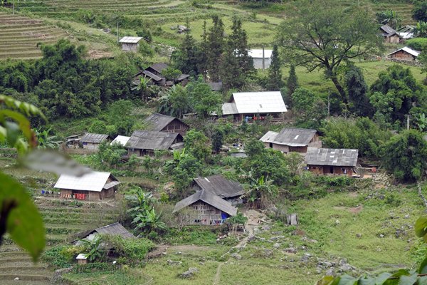 Dorpje in de vallei bij Sa Pa, Vietnam