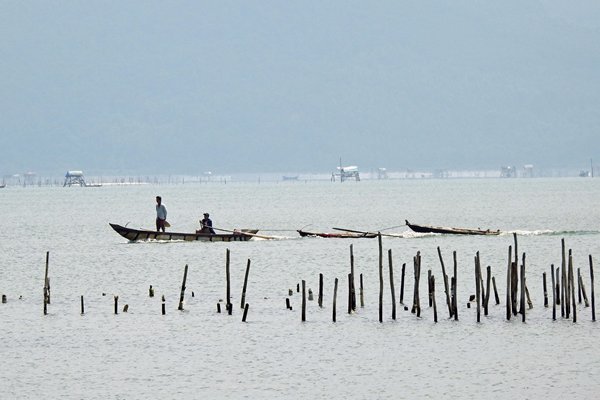 Bootjes bij Vung An Cu, Vietnam