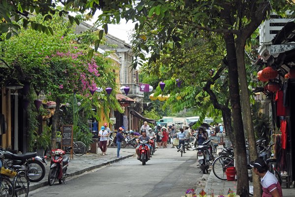 Straatje met bomen en lampionnen (Hoi An, Vietnam)