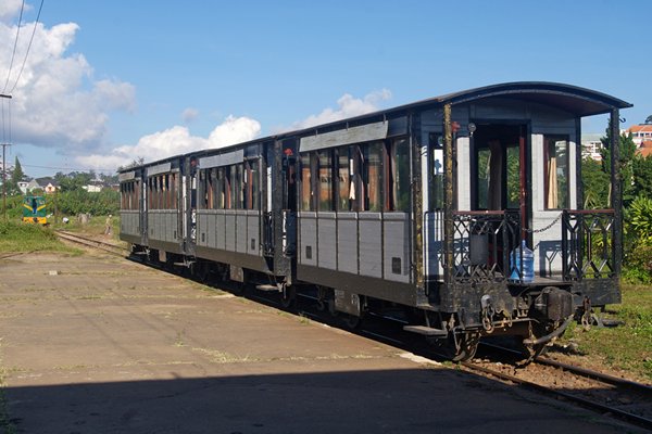 Oude treinwagons in Dalat, Vietnam