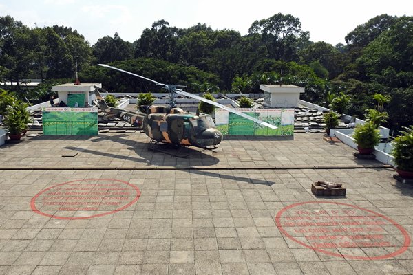 Het helikopterplatform bij het voormalig presidentieel paleis in Saigon