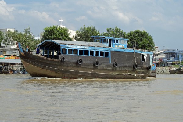 Boot op de Mekong rivier, Vietnam