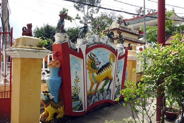 Hek van de Binh Thuy tempel bij Can Tho, Vietnam