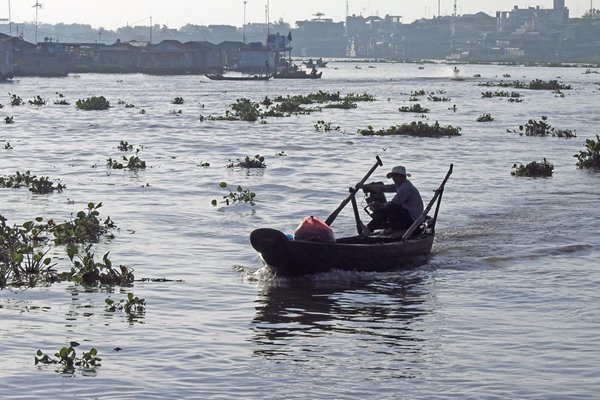 Zijrivier van de Mekong in Chau Doc, Vietnam