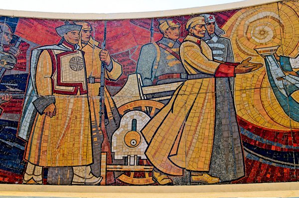 Mozaïek op het Zaisan monument in Ulaan Baatar, Mongolië 2010