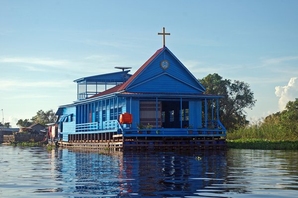 Drijvende kerk Prek Toal, Cambodja 2015