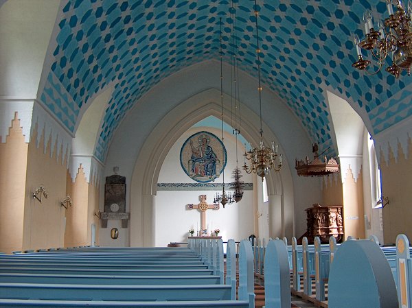 Blauw kerkinterieur, Hobro Denemarken 2006