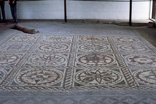Vloer van Romeins hypocaustum, St Albans Engeland 1985