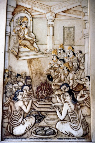 Reliëf in Laksminarayan tempel, Delhi 1986