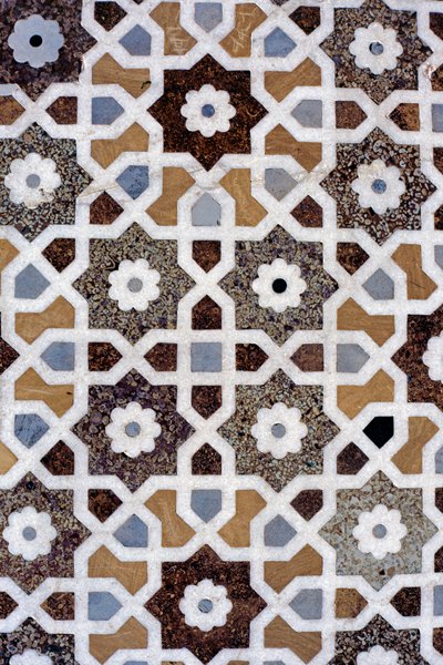 Marmer inlegwerk, Agra India 1986