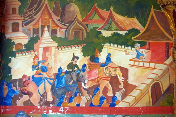 Muurschildering in Luang Prabang, Laos 2015