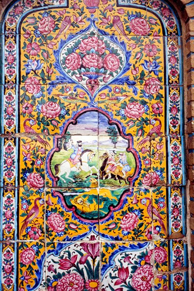Tegeltableau op Naranjestan Museum, Shiraz Iran 1998