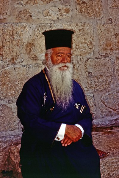 Grieks-orthodoxe priester in Jeruzalem, 1998