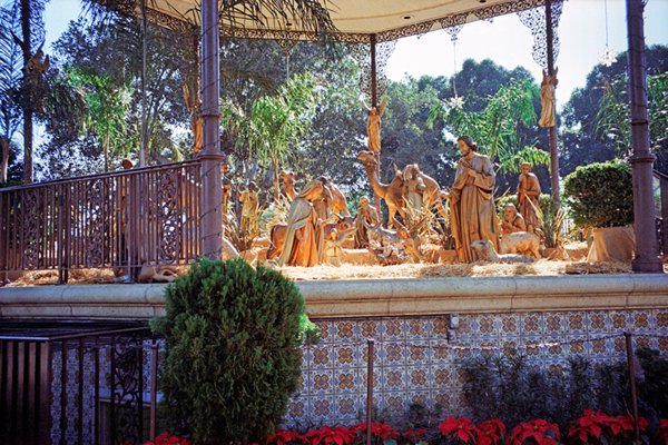 Kerststal in een muziektent, Los Angeles 1998