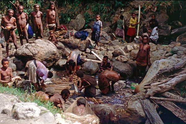 Het zoutmeer van Jiwika, Baliemvallei, Irian Jaya 1992