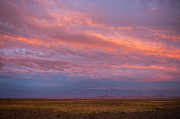 Zonsondergang bij Khyasgar Nuur, Mongolië 2007