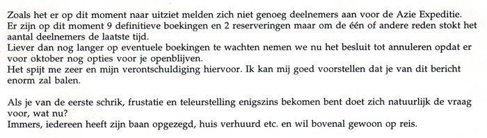 Annuleringsbrief van Ashraf over de Azië expeditie