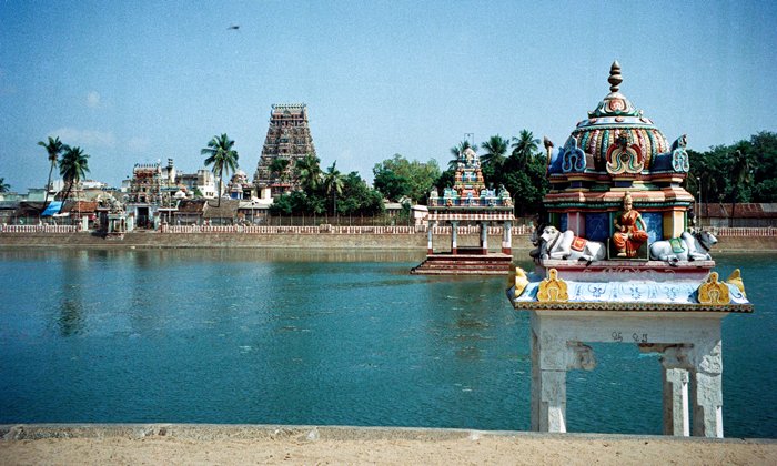 De vijver bij de Kapleeswarar Tempel in Madras