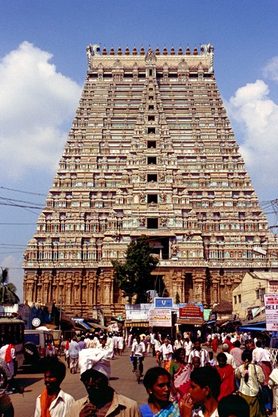 De goparam van de Sri Ranganathaswamy tempel in Trichy