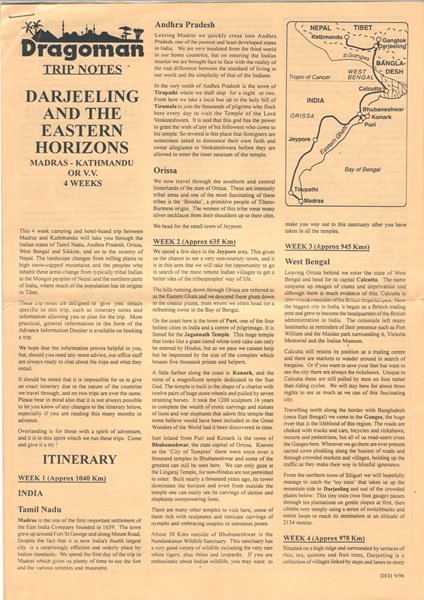 Trip Notes van het Dragoman traject Darjeeling and the Eastern Horizons, 1997